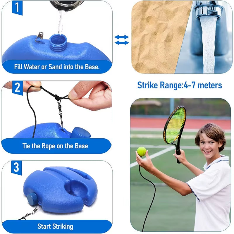 Professional Heavy Duty Tennis Training Aid with Elastic Rope for Self-Directed Rebound Practice